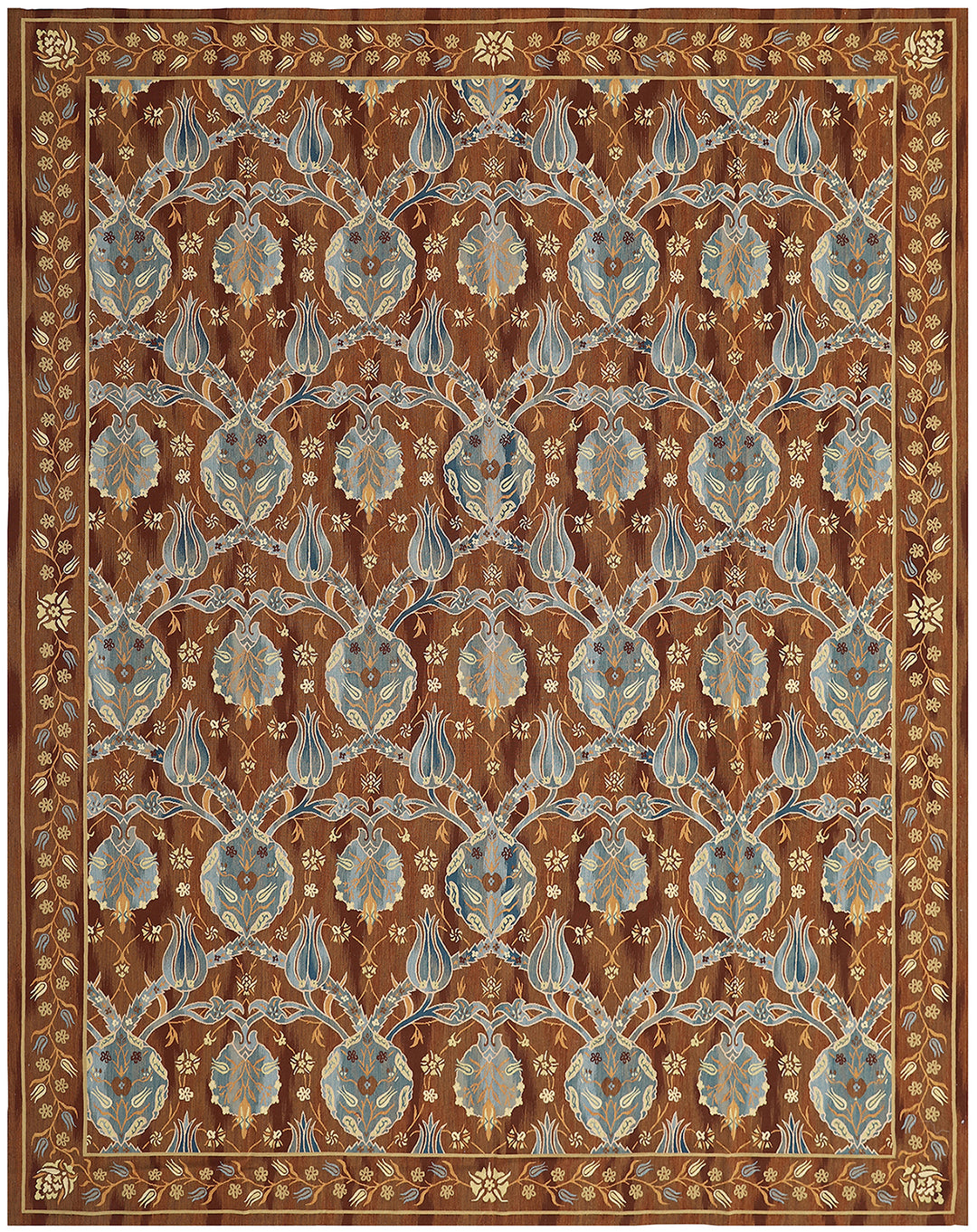 9'x12' Brown Ottoman Design Hand-woven Ariana Kilim