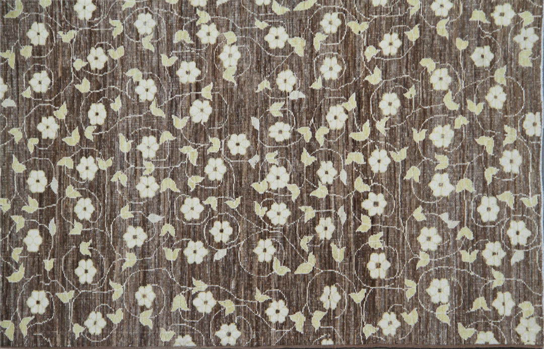 10'x12' Wool Area Rug | Floral Brown & Cream Rug
