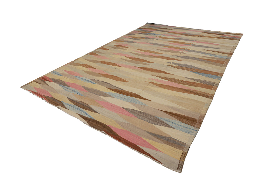 10'x14' Afghan Handwoven Kilim Rug | Multicolor Geometric