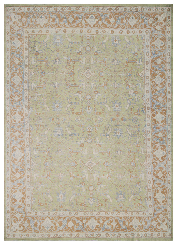 10'x14' Persian Design Rug |Ariana Traditional Green Hand Knotted Rug