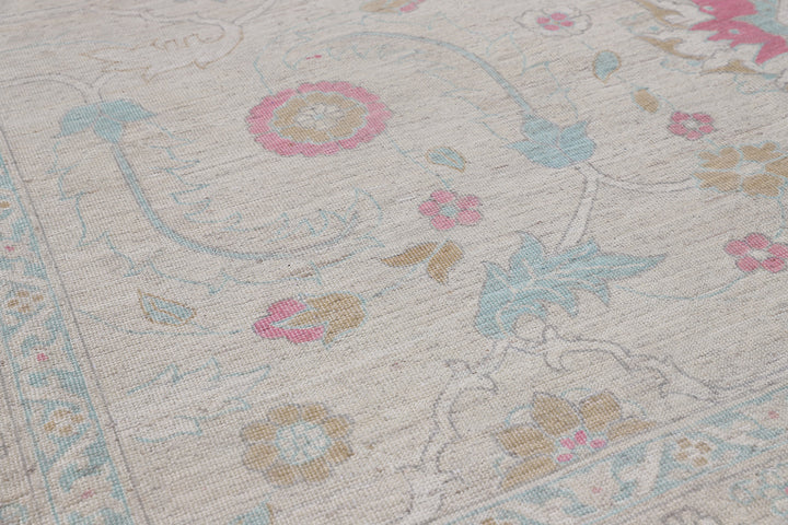 10'x14' Wool Rug | Ariana Traditional | Blue Ivory Pink Rug