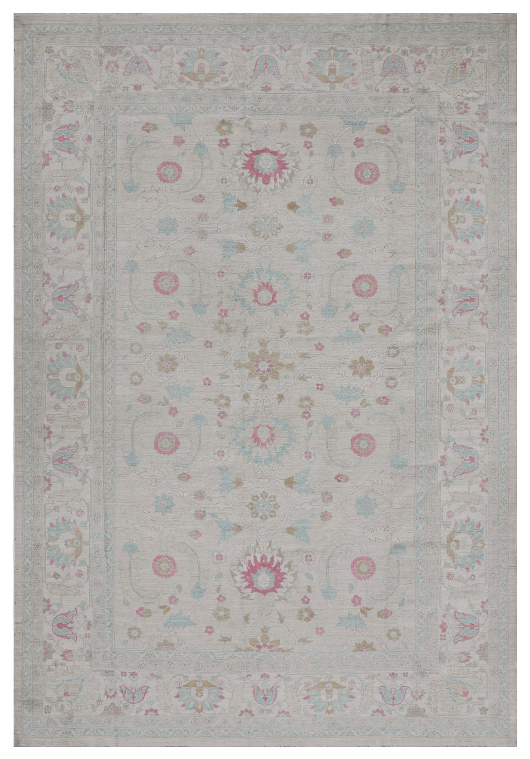 10'x14' Wool Rug | Ariana Traditional | Blue Ivory Pink Rug
