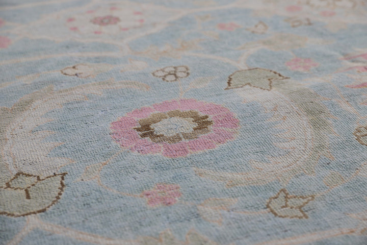 10'x14' Soft Blue Pink Ivory Brown Sultanabad Design Ariana Traditional Rug