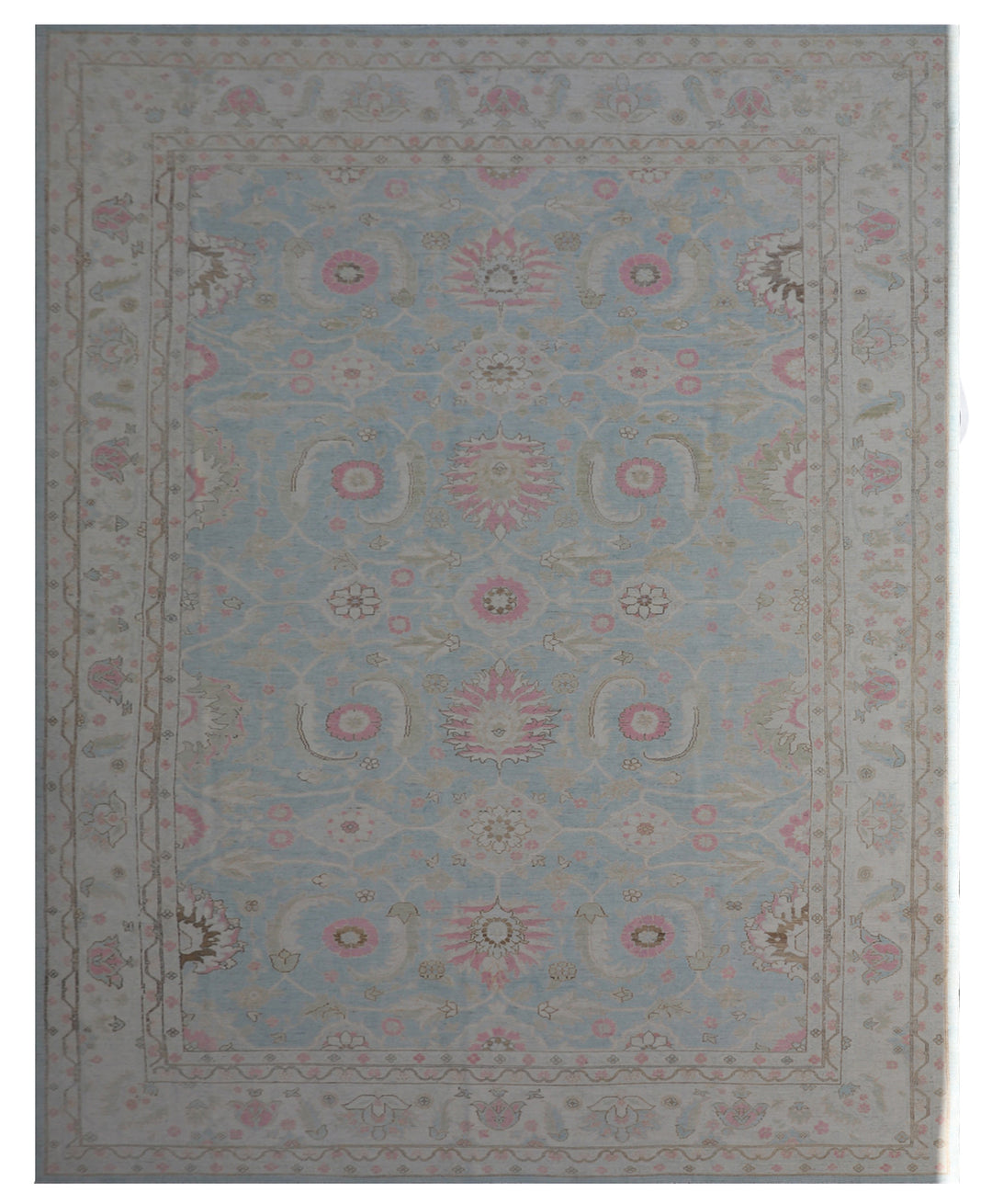 10'x14' Soft Blue Pink Ivory Brown Sultanabad Design Ariana Traditional Rug