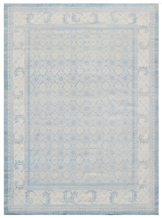 10'x14' Blue and White Cotton Ariana Samarkand Design Rug