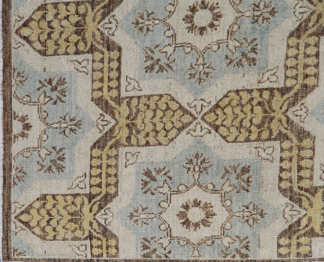 13'x10' Wool Rug | Gold Brown Cream | Geometric Design Rug
