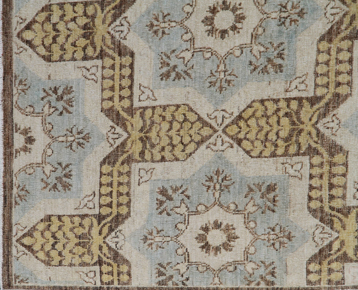 13'x10' Wool Rug | Gold Brown Cream | Geometric Design Rug