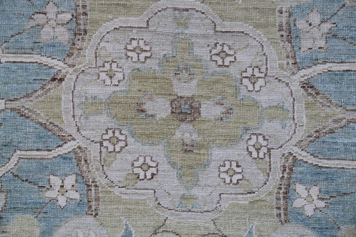 9'12 Fine Silk and Wool Blue White Polonaise Design Ariana Luxury Rug