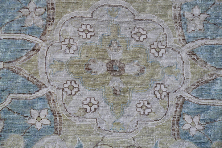 9'x12' Fine Silk & Wool Blue White Polonaise Design Ariana Luxury Rug