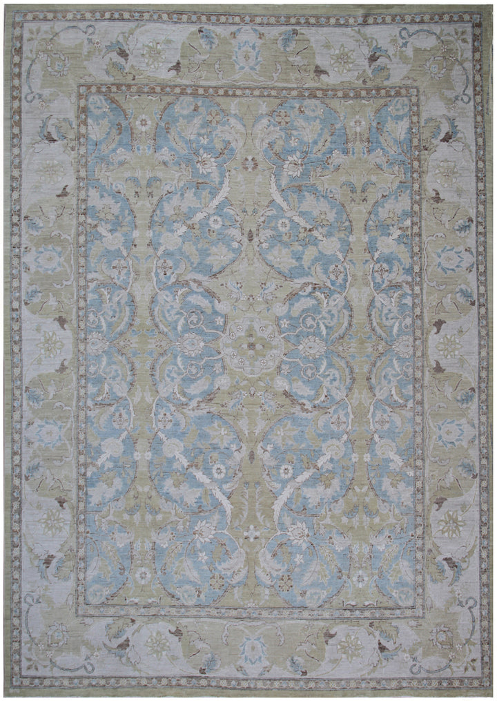 9'x12' Fine Silk & Wool Blue White Polonaise Design Ariana Luxury Rug