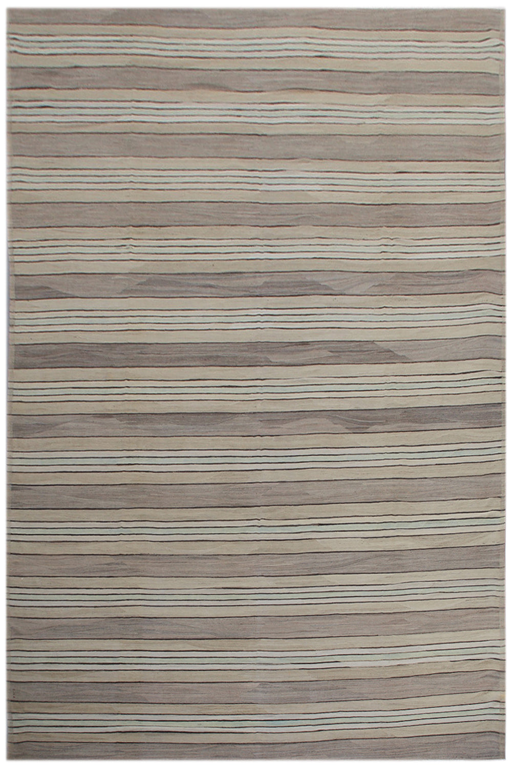 14'x22'Striped Brown Cream| hand- knotted Kilim Rug