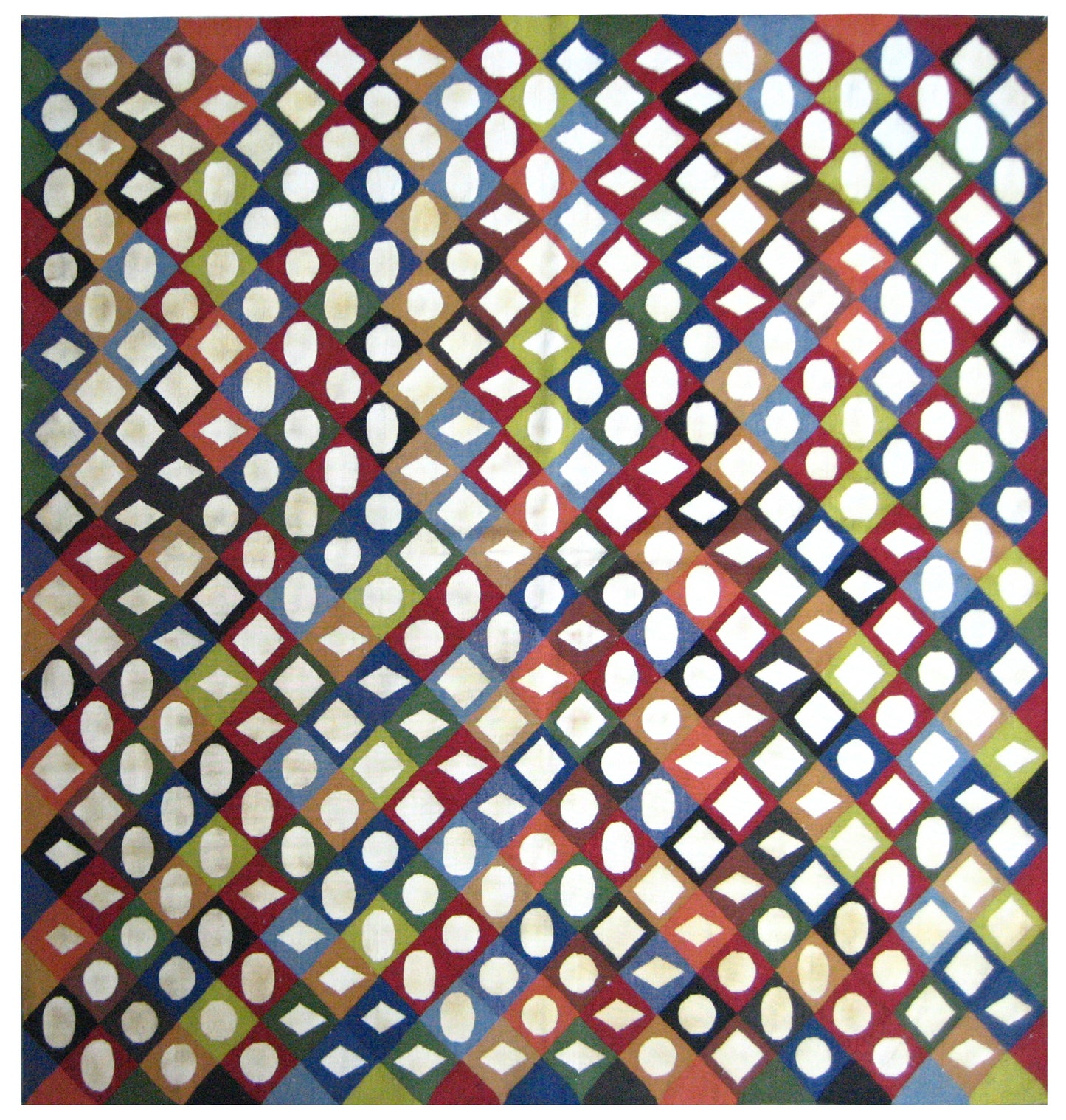 5'x5' Hand Woven Modern Wool and Silk Tapestry
