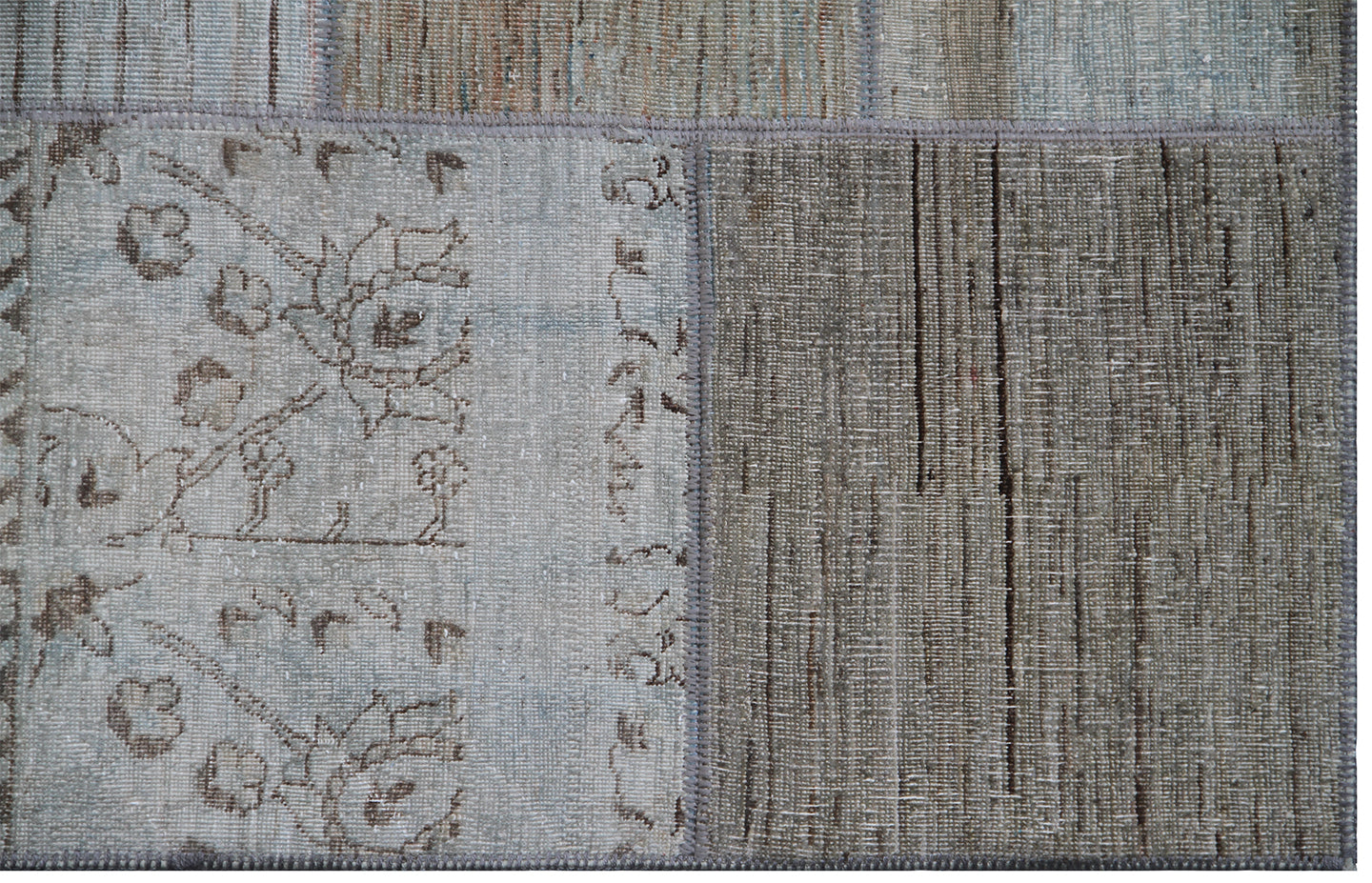 6x8 Overdye Grey Ariana Patchwork Rug