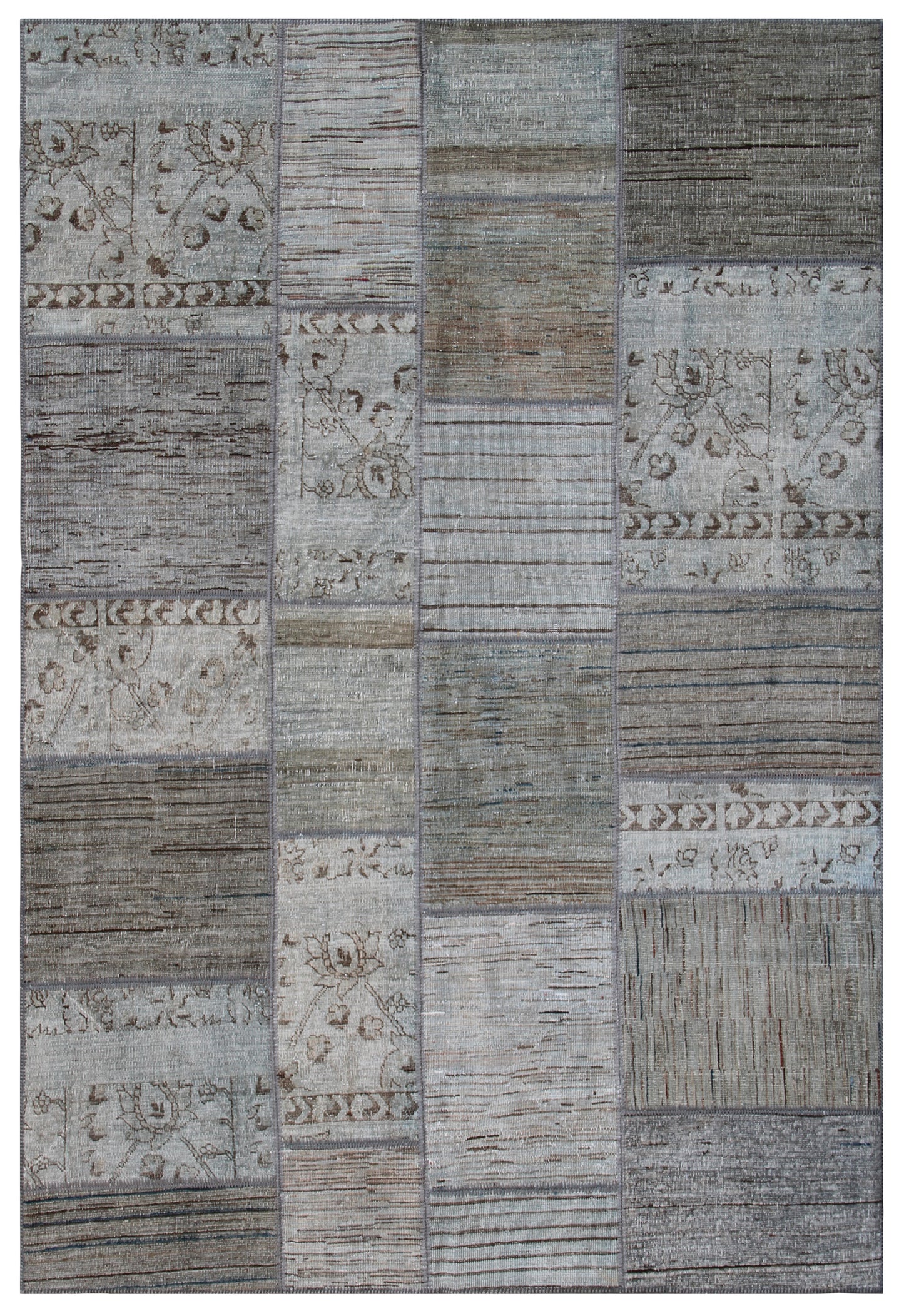 6x8 Overdye Grey Ariana Patchwork Rug