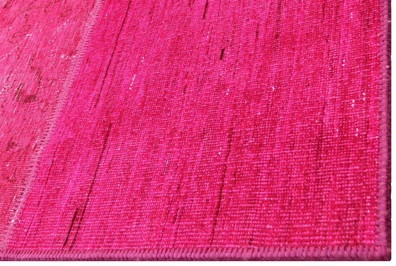 6'x8' Hot Pink Ariana Overdyed Patchwork Wool Area Rug