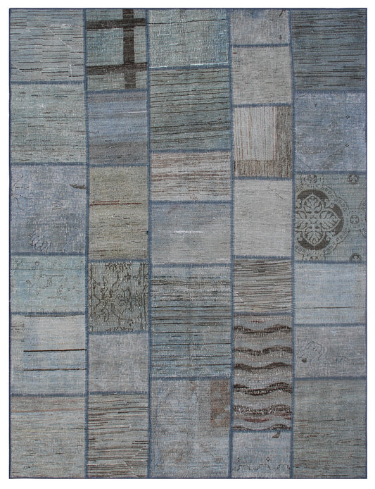 6'x8' Grey and Blue Ariana Overdyed Patchwork Rug