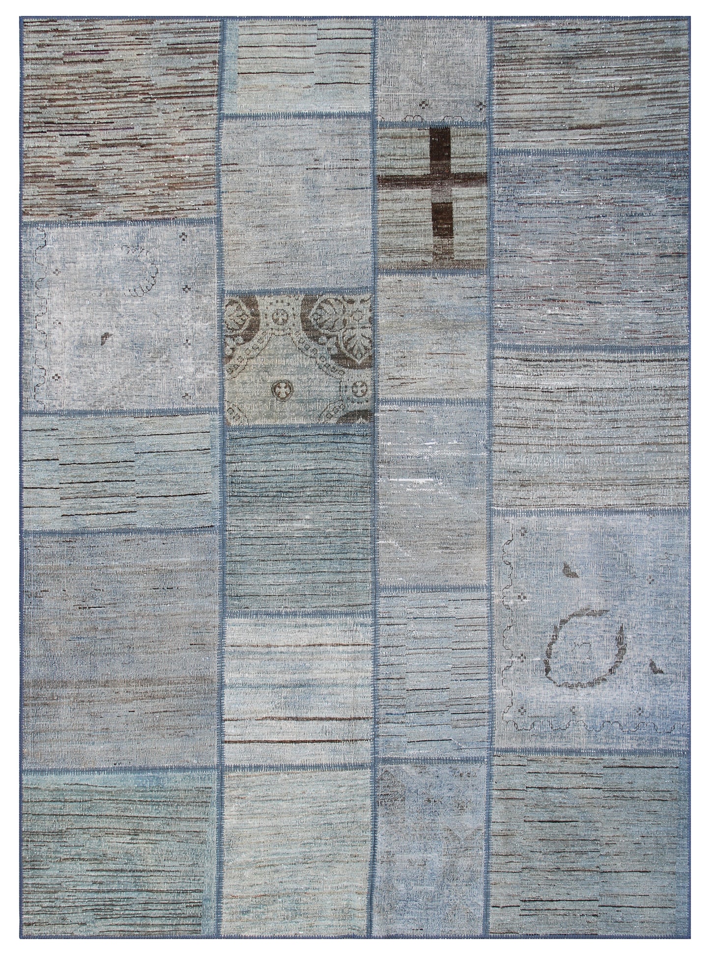 6x8 Overdye Grey Blue Ariana Patchwork Rug