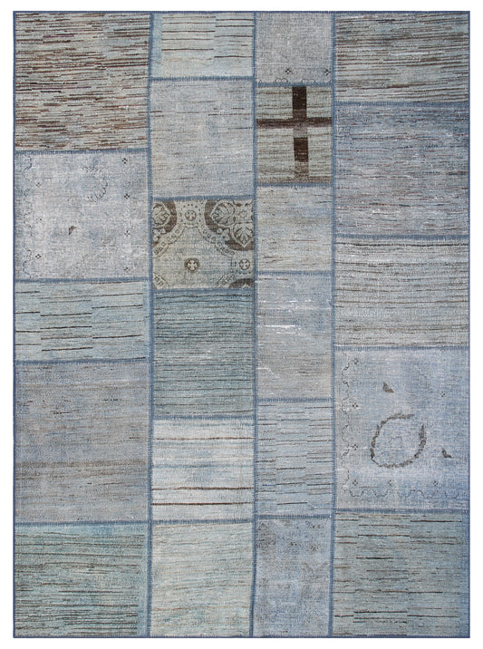 6'x8' Gray Blue Ariana Overdyed Patchwork Rug