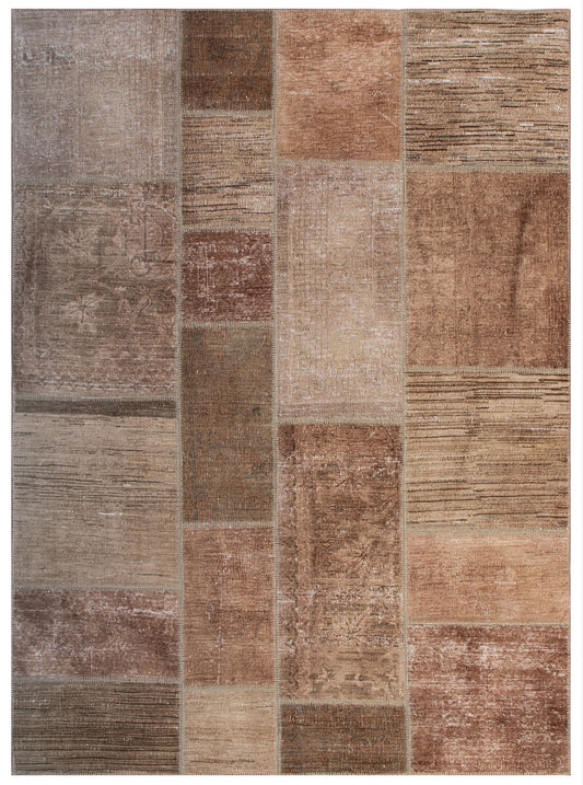 6'x8' Brown Ariana Patchwork Overdyed Rug