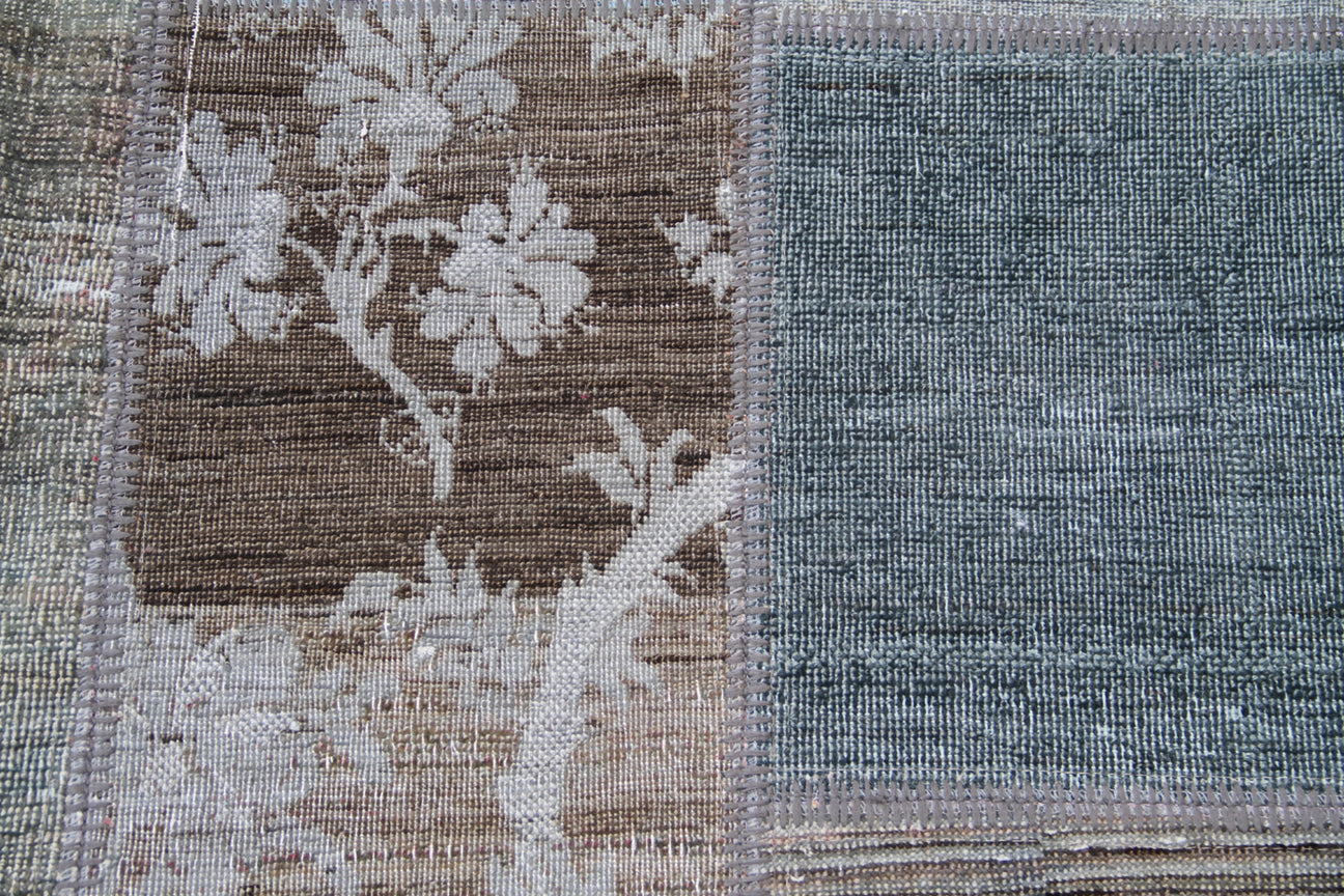 6x8 Overdye Grey Ariana Patchwork Rug