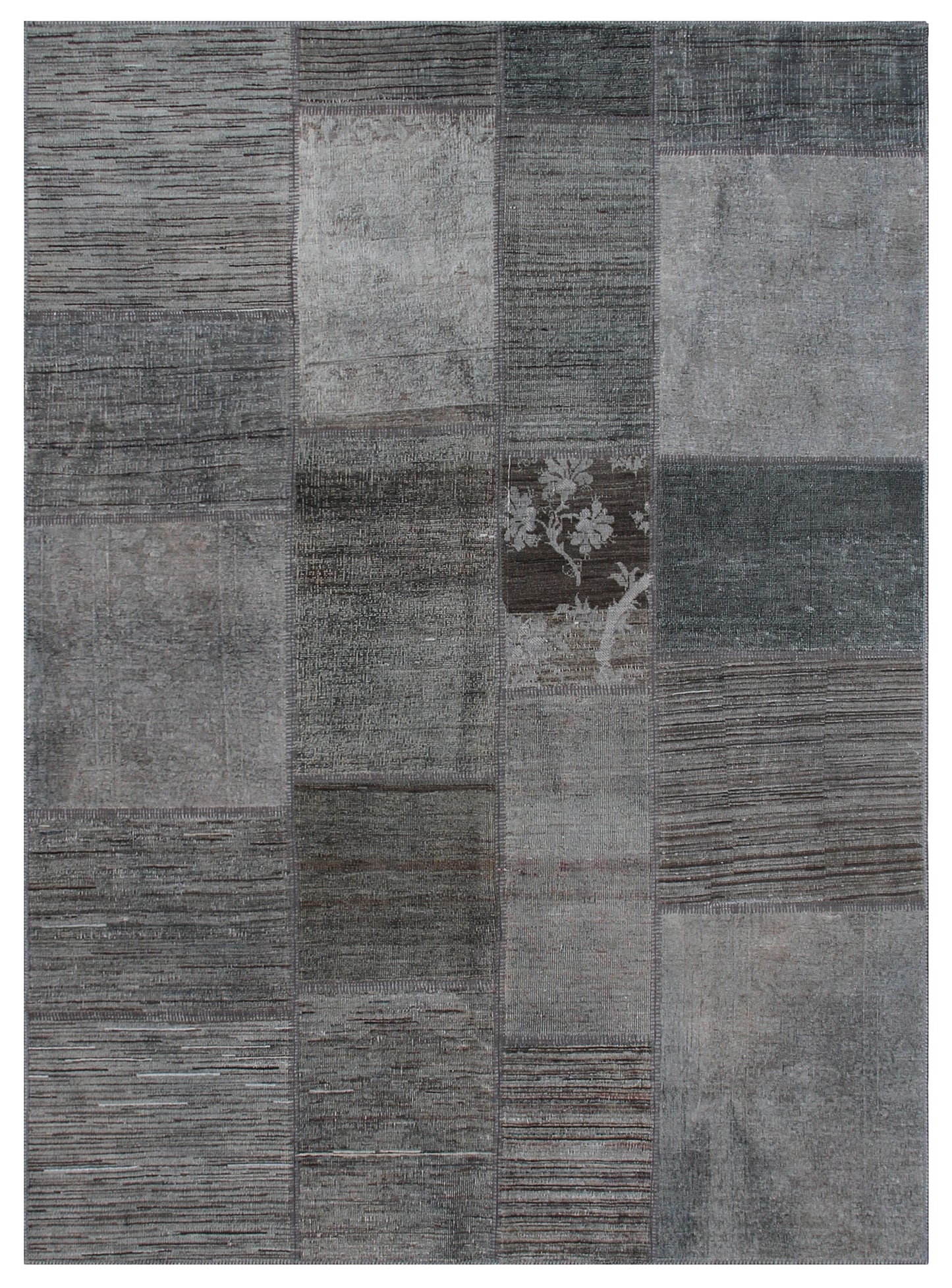 6x8 Overdye Grey Ariana Patchwork Rug