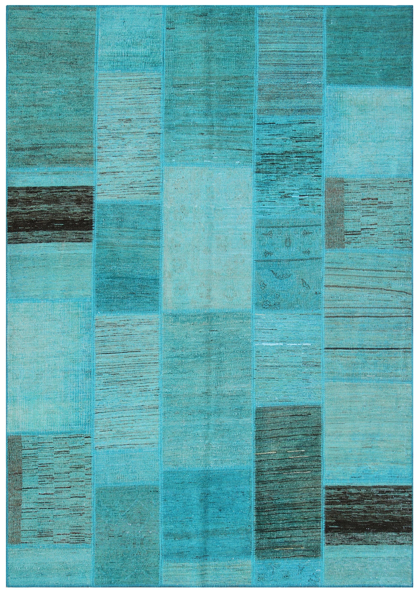 8'x6' Turquois Blue Ariana Blue Patchwork Rug