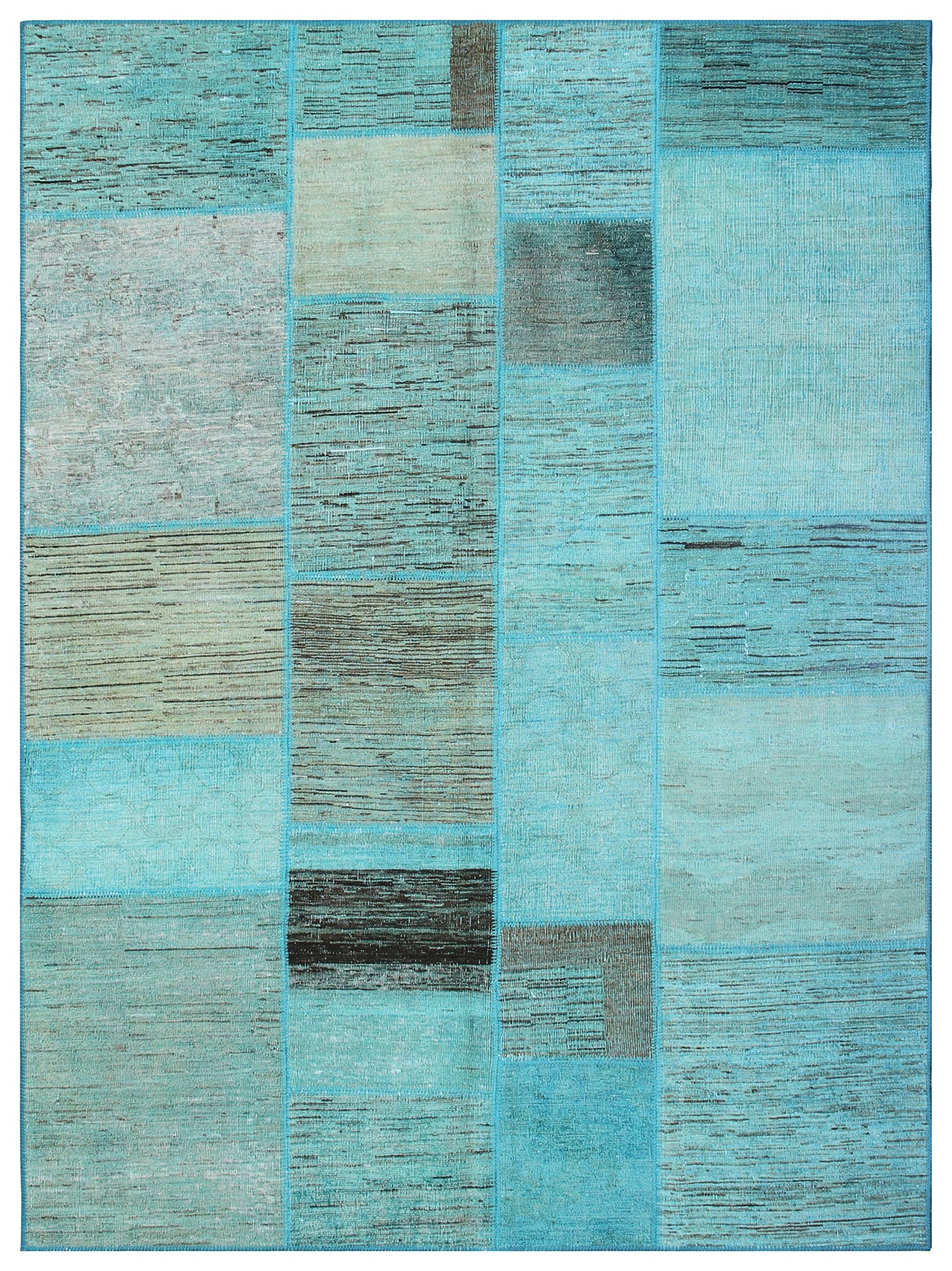 6x8 Overdye Turquoise Ariana Patchwork Rug