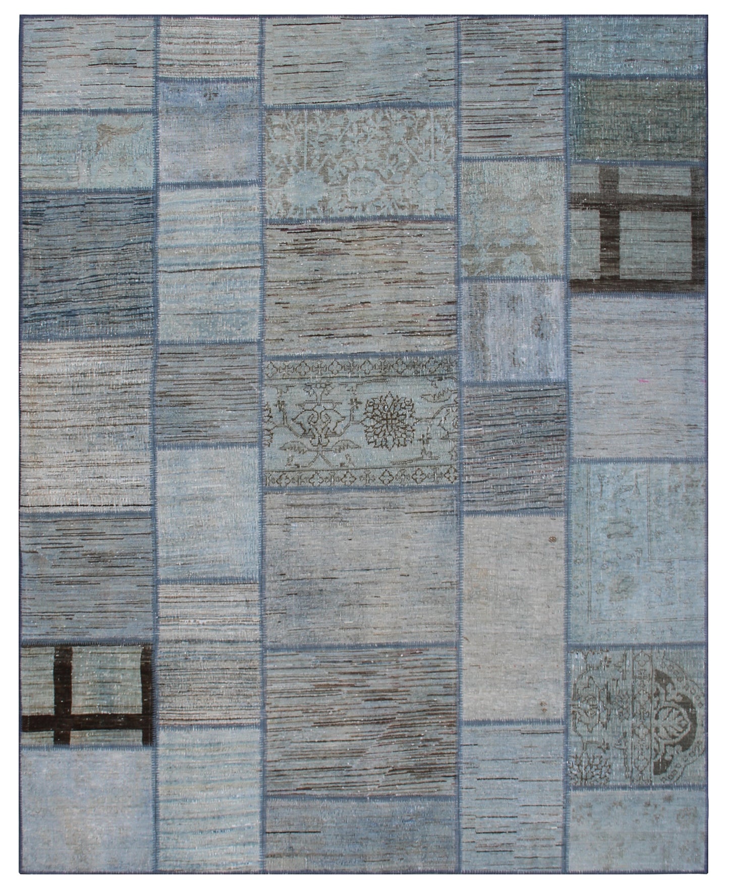 6x8 Overdye Blue Ariana Patchwork Rug