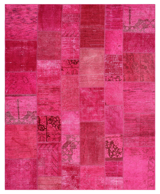 8'x10' Hot Pink Ariana Overdyed Patchwork Rug