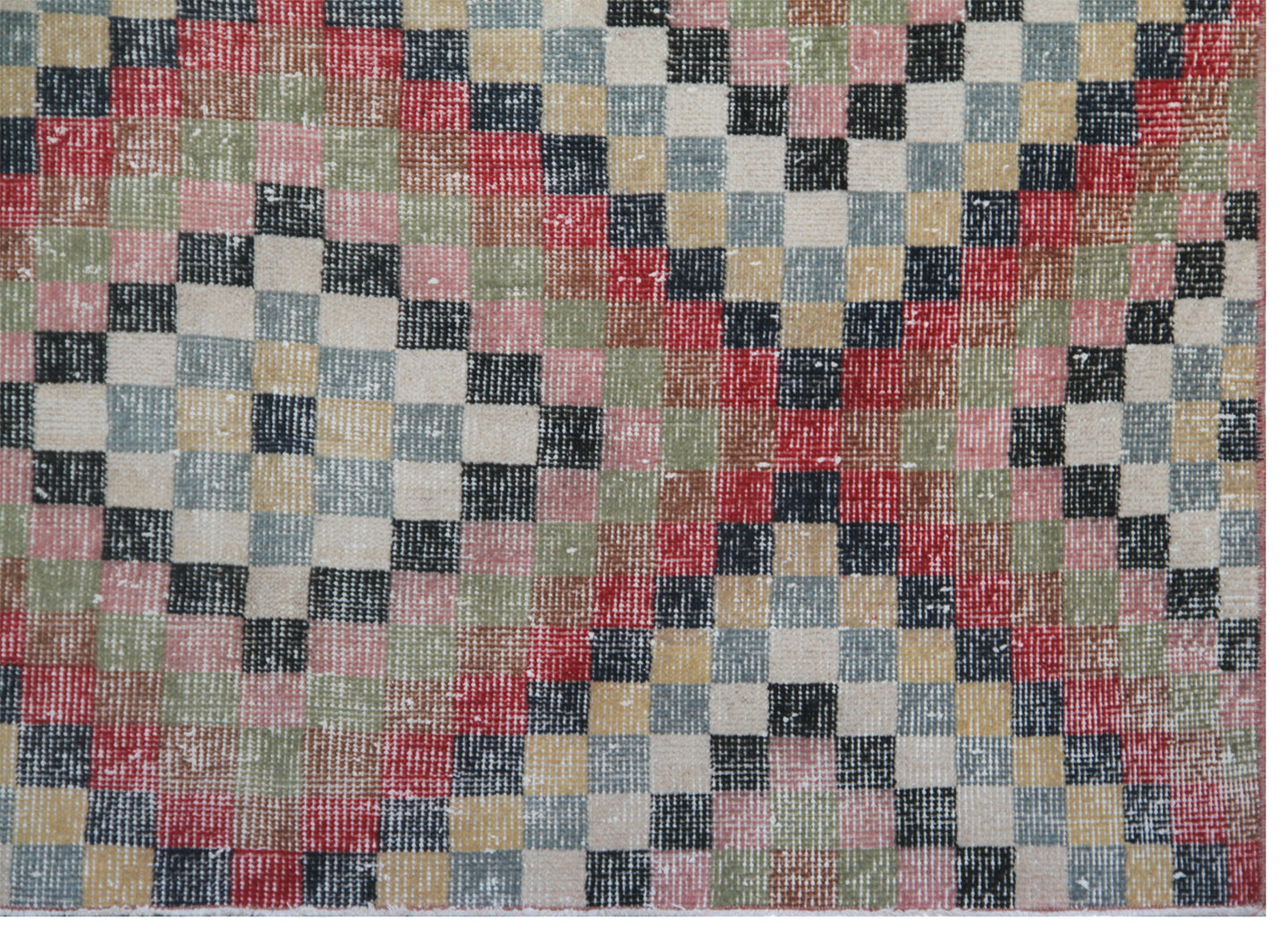 5x9 Vintage Turkish Rug Geometric Pattern