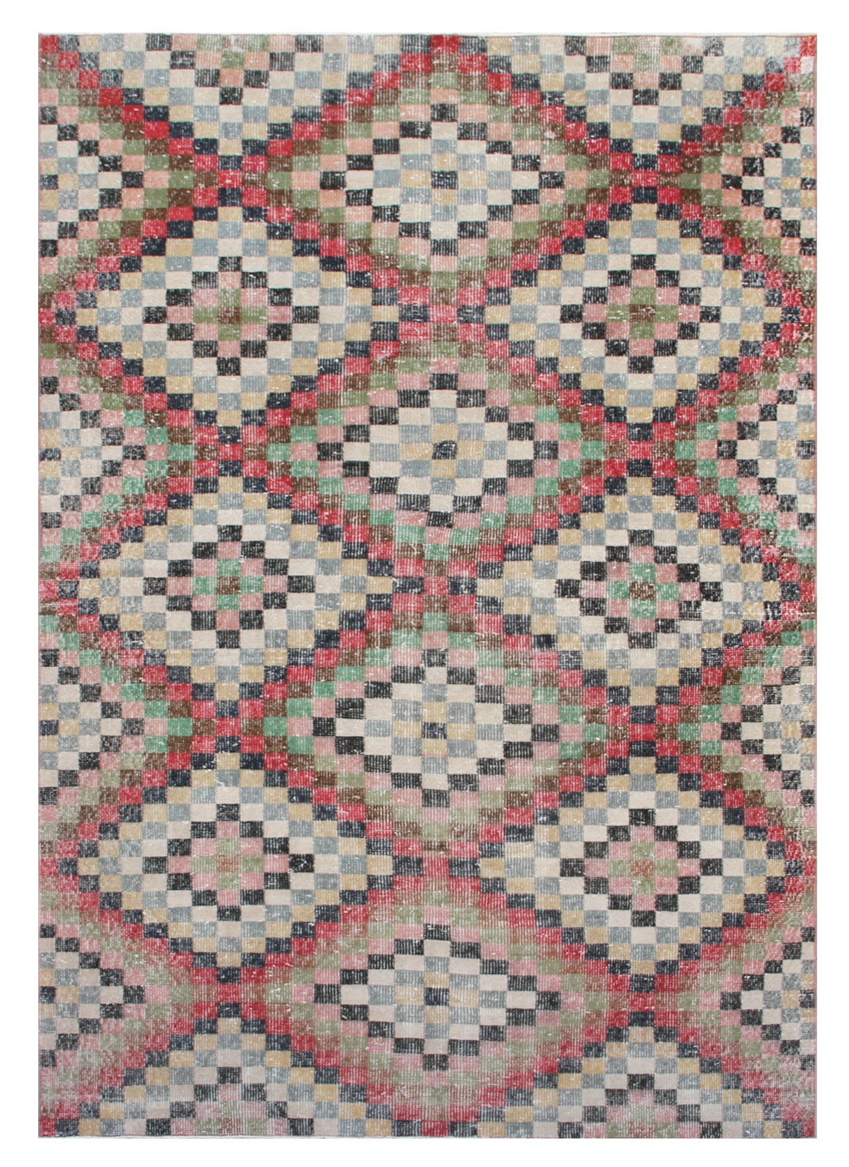 5x9 Vintage Turkish Rug Geometric Pattern