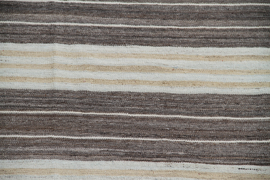 13x18 Ariana Large Striped Brown Yellow Cream Kilim