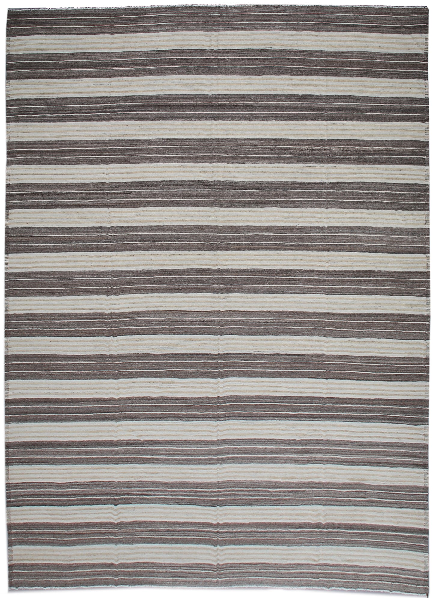 13x18 Ariana Large Striped Brown Yellow Cream Kilim