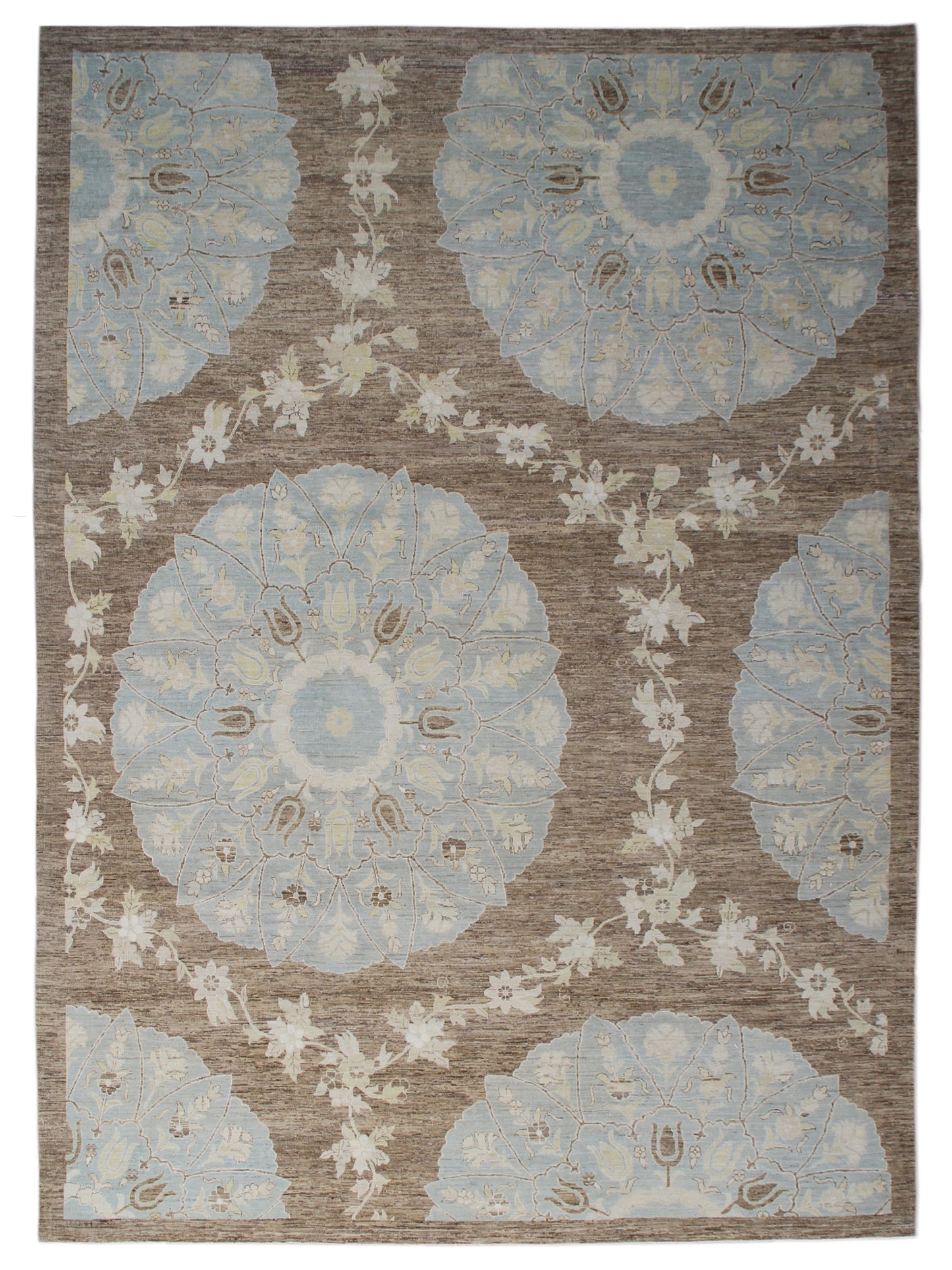 9.0 x 12.0 Ariana Ottoman Design Blue Brown Ivory Rug