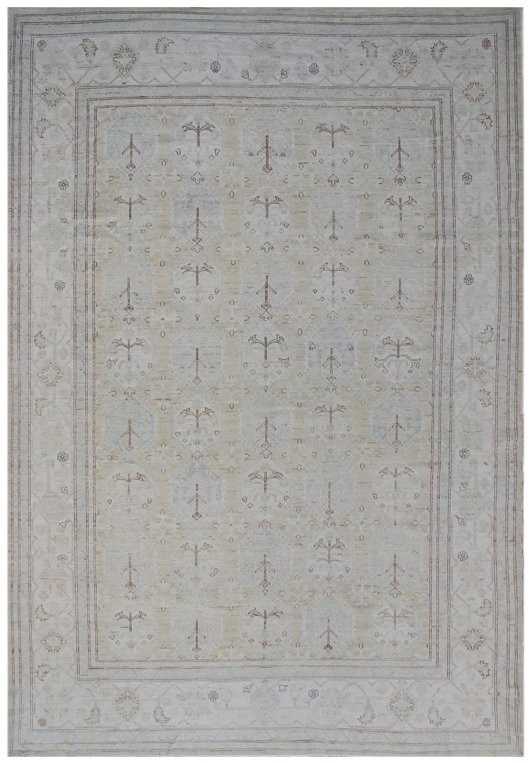 9'x12' Ariana Caucasian Geometric Earth Tone Hazara Rug
