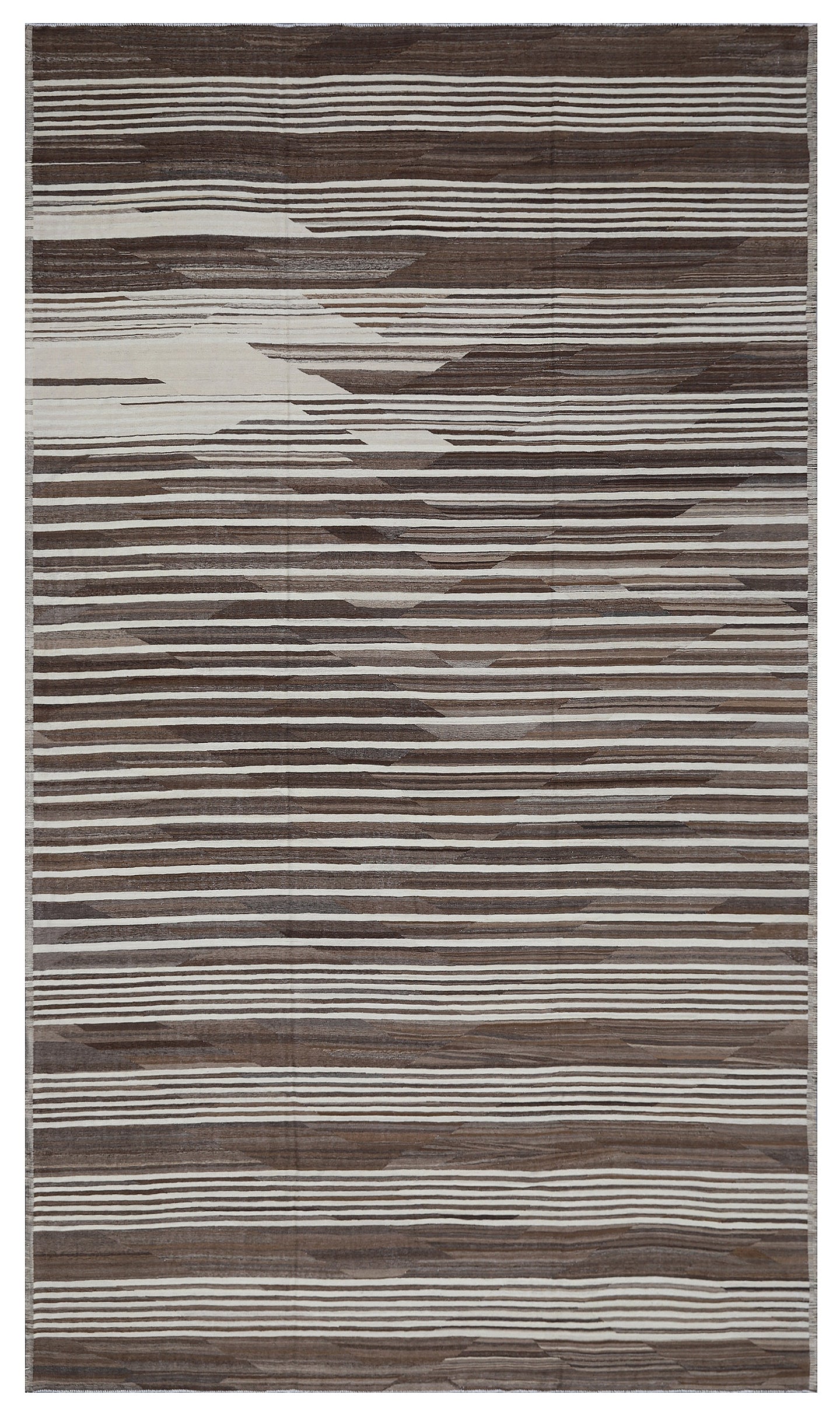 10x17 Ariana Large Striped Brown Ivory Kilim