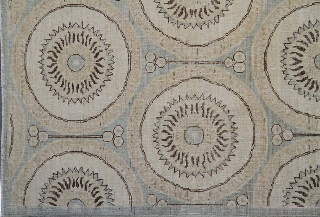 9'x12' Hand-knotted Rug | Ariana Modern Blue Ivory Brown Rug