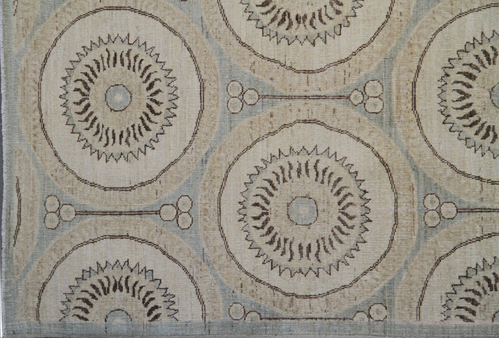9'x12' Hand-knotted Rug | Ariana Modern Blue Ivory Brown Rug