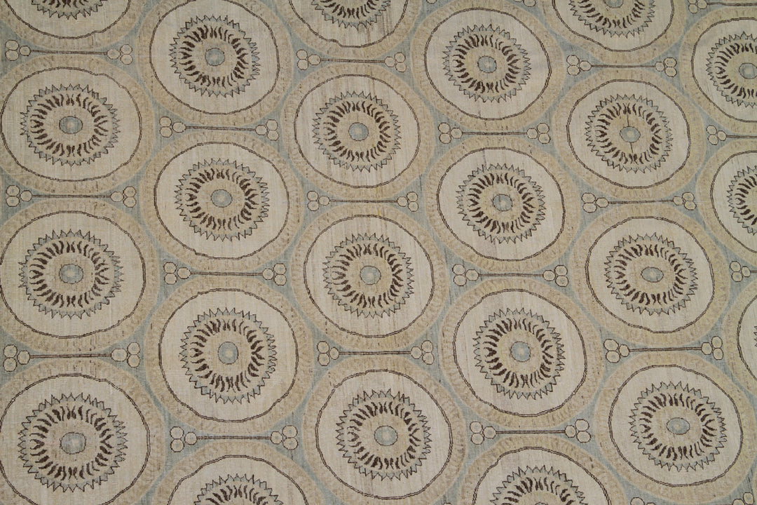 9'x12' Hand-knotted Rug | Ariana Modern Blue Ivory Brown Rug