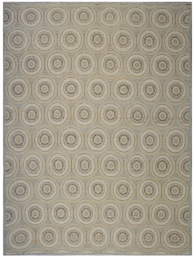 9'x12' Hand-knotted Rug | Ariana Modern Blue Ivory Brown Rug