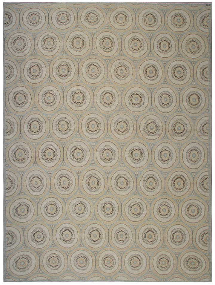 9'x12' Hand-knotted Rug | Ariana Modern Blue Ivory Brown Rug