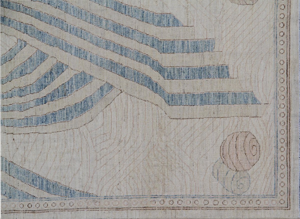 12'x3' Ariana Transitional Ivory Blue Brown Modern Runner