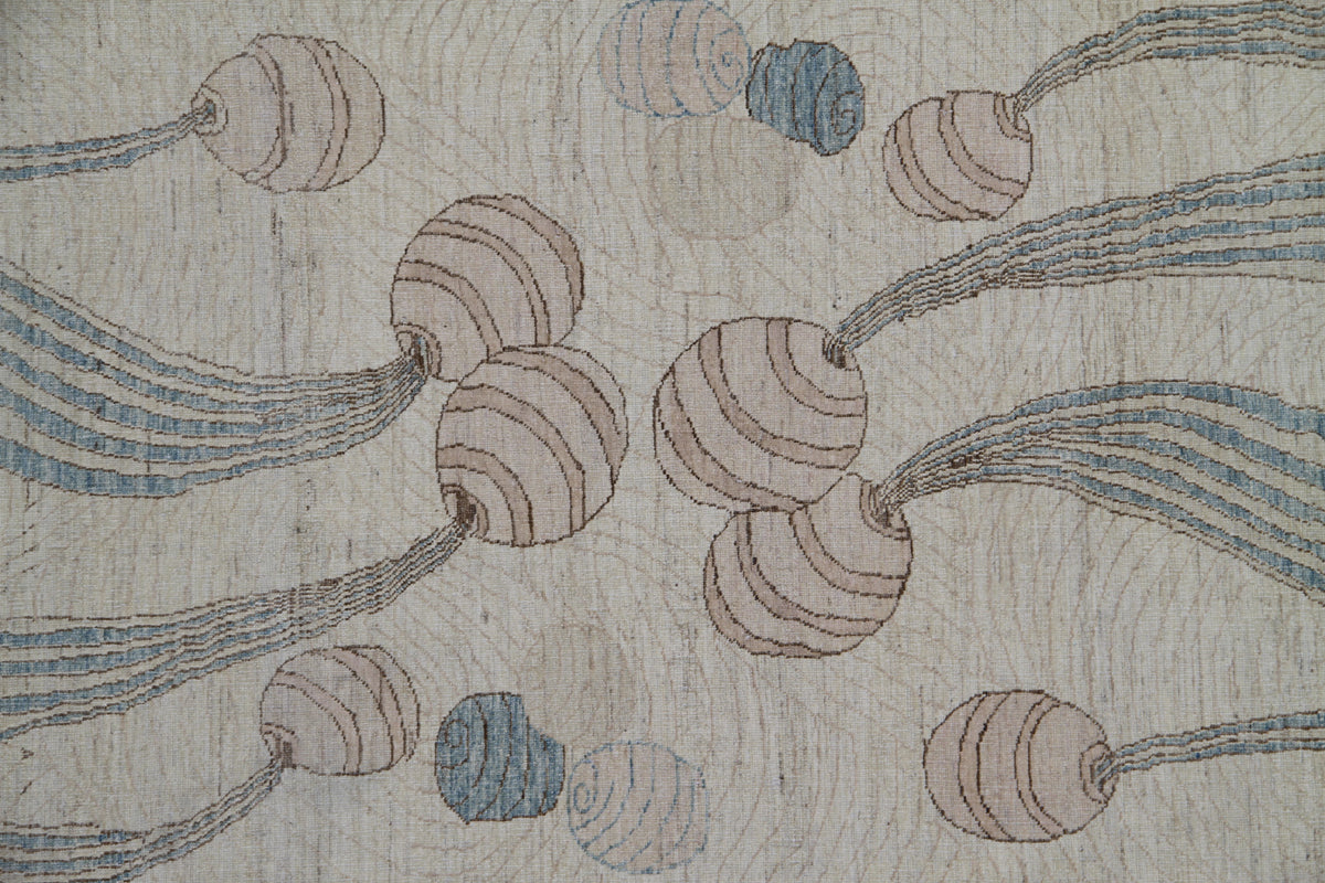 12'x3' Ariana Transitional Ivory Blue Brown Modern Runner