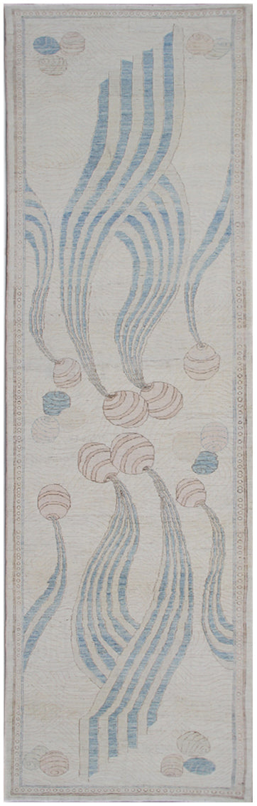 12'x3' Ariana Transitional Ivory Blue Brown Modern Runner