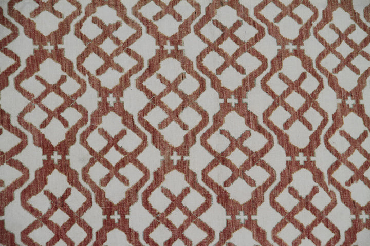8'x8' Square Geometric Terracotta Ariana Modern Rug