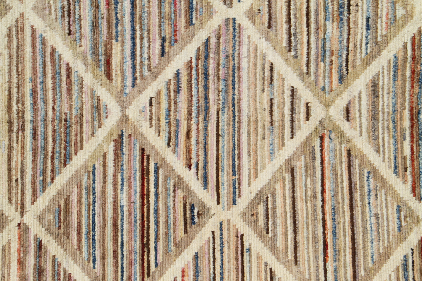 7'x9' Ariana Moroccan Beige and Cream Geometric Diamond Pattern Barchi Wool Area Rug