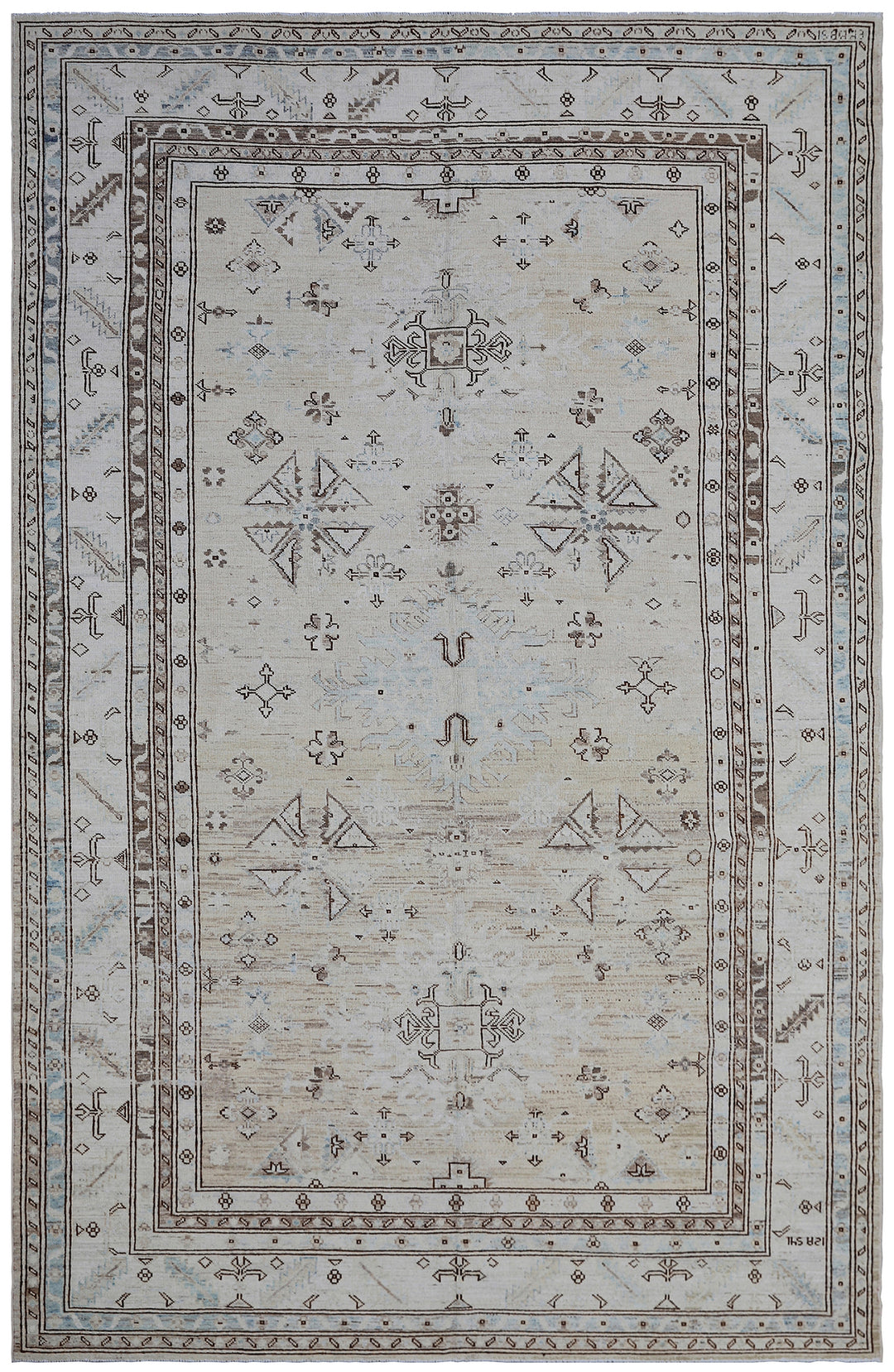 6'x9' Afghan Hand-Knotted Rug | Earth Tone Wool | Geometric