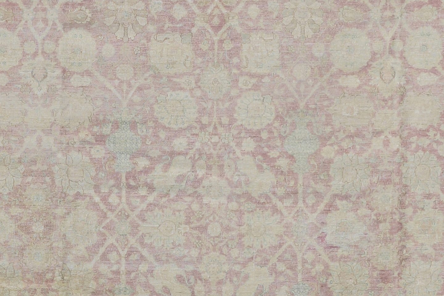12' x 18' Tabriz Design Pink with Cream Border Wool and Silk Ariana Luxury Palace Rug