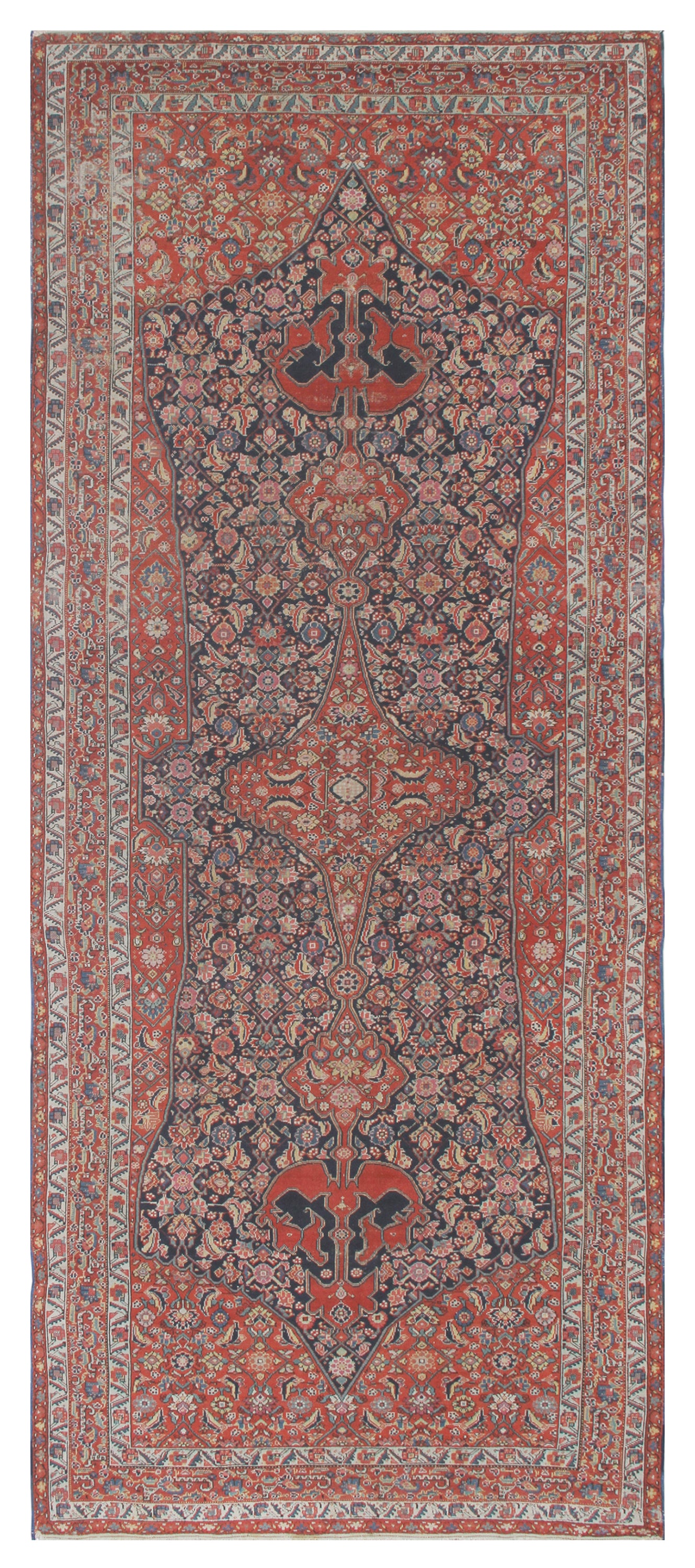 7'x16' Navy Blue Antique Persian Malayer Rug