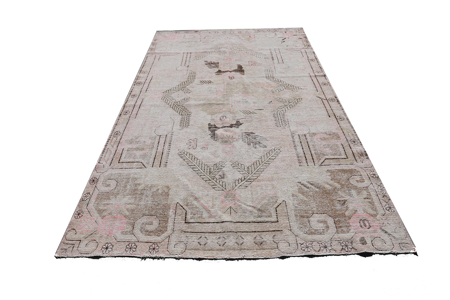 6'x9' Pink and Gold Vintage Samarkand Yarkand Rug